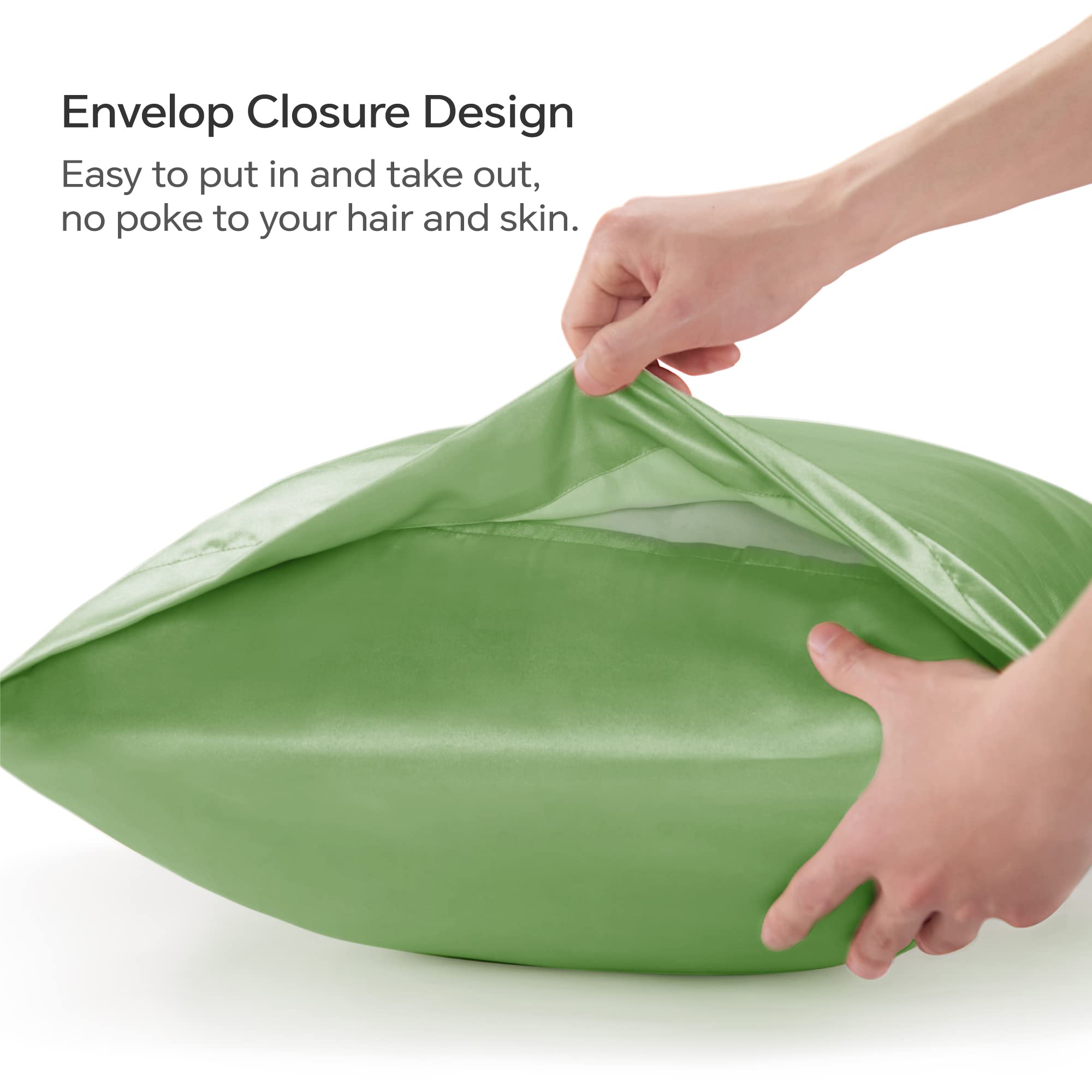 Bedelite Satin Silk Body Pillow Pillowcase For Hair And Skin, Premium And Silky Sage Green Long Body Pillow Case Cover 20X54 Wit