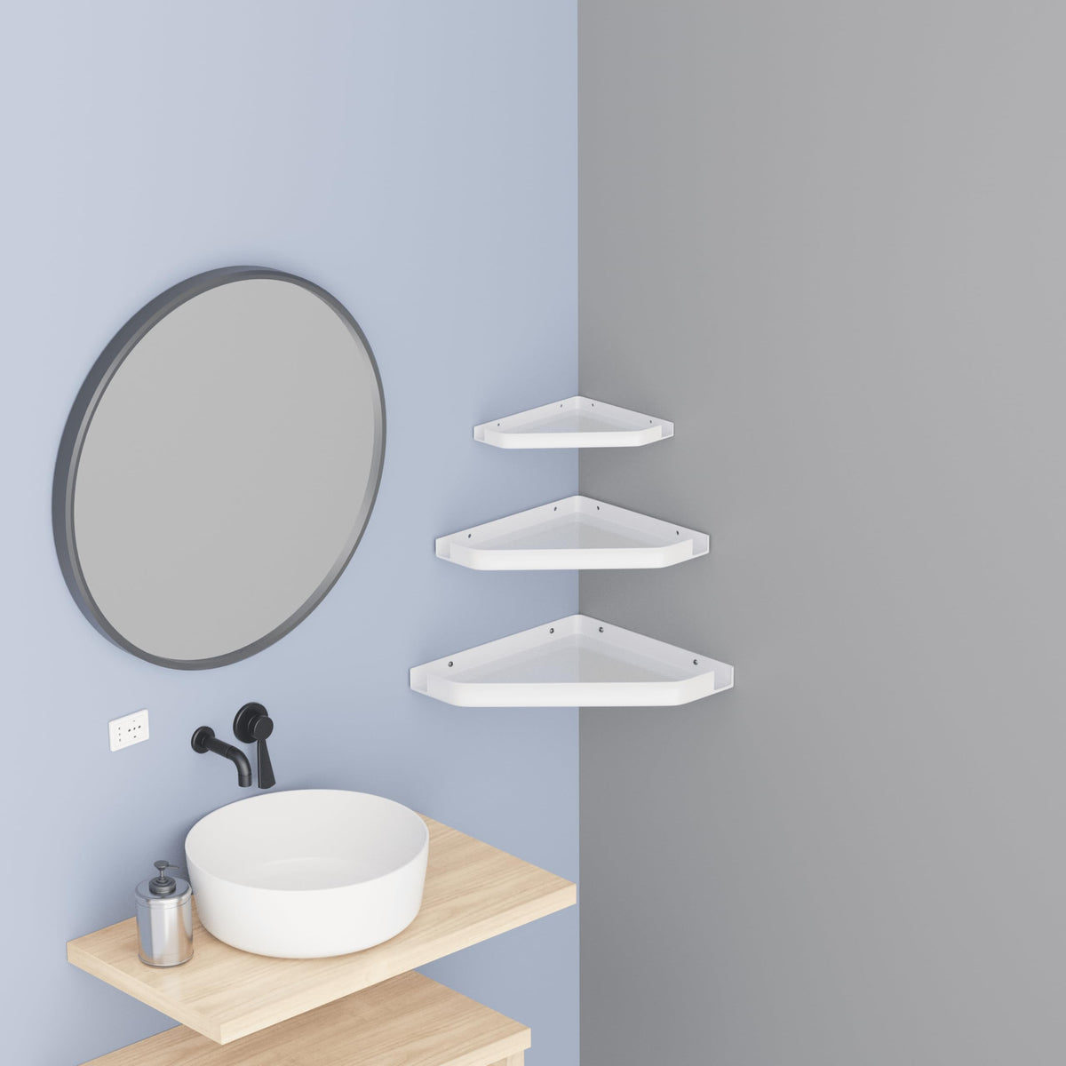 iSTAR Multipurpose Unbreakable Acrylic Bathroom Shelves Bathroom Accessories Corner Wall Shelf (Size 8 inch, 10 Inch, 12 Inch) (