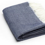 HomeRoots Navy Blue Soft Acrylic Herringbone Throw Blanket