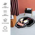 Black Bath Rugs Cartoon Fun Skull Head Area Rug Microfiber Bathroom Mat Soft Large Welcome Doormat Indoor Carpet Kitchen Living