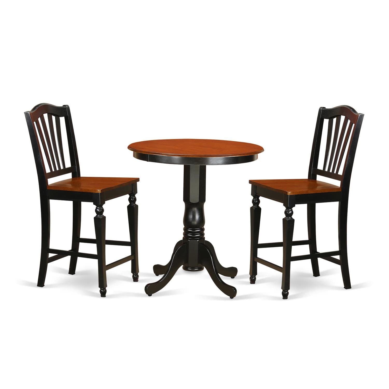 East West Furniture Edch3-Blk-W 3 Pc Dining Counter Height Set - High Top Table And 2 Counter Height Stool.