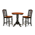 East West Furniture Edch3-Blk-W 3 Pc Dining Counter Height Set - High Top Table And 2 Counter Height Stool.