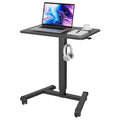 Bontec 25.6' X 17.7' Gas Spring Mobile Stand Up Desk, Podium, Rolling Standing Desk Up To 33Lbs With Wheels And Stoppers, Laptop Standing Desk Height Adjustable, Black