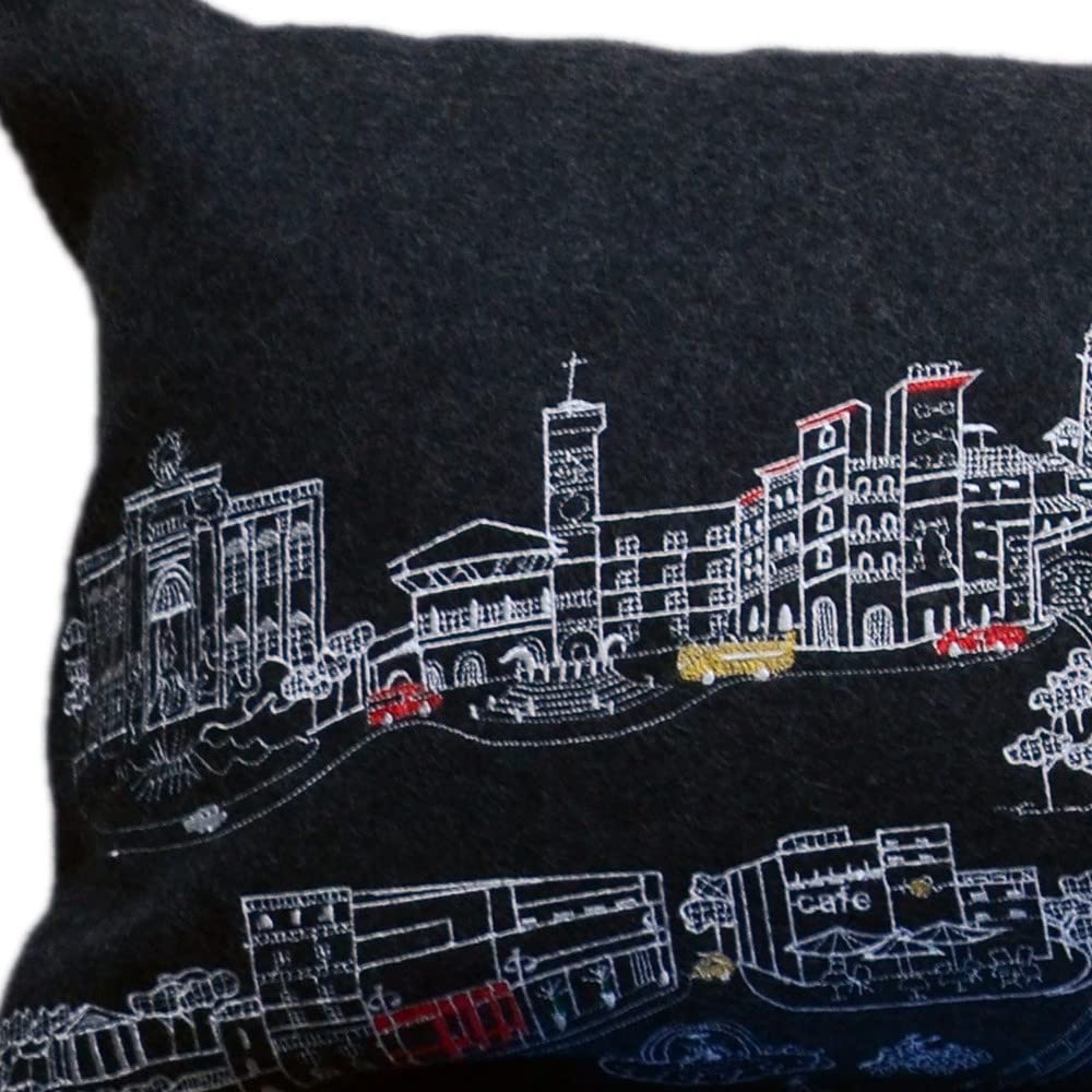 HomeRoots Grey 45' Black Rome Nighttime Skyline Lumbar Decorative Pillow