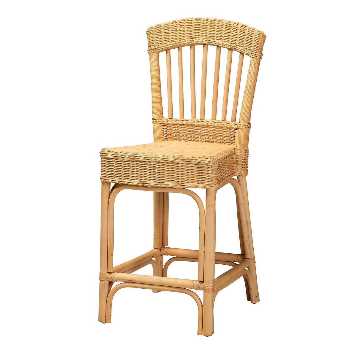 bali & pari Barito Bohemian Natural Rattan Counter Stool, Light Honey (235-13140-HiT)