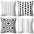Drmstow Set Of 4 Pillow Covers Black And White Boho Throw Pillow Covers Modern Geometric Pattern Decorative Cushion Pillowcases