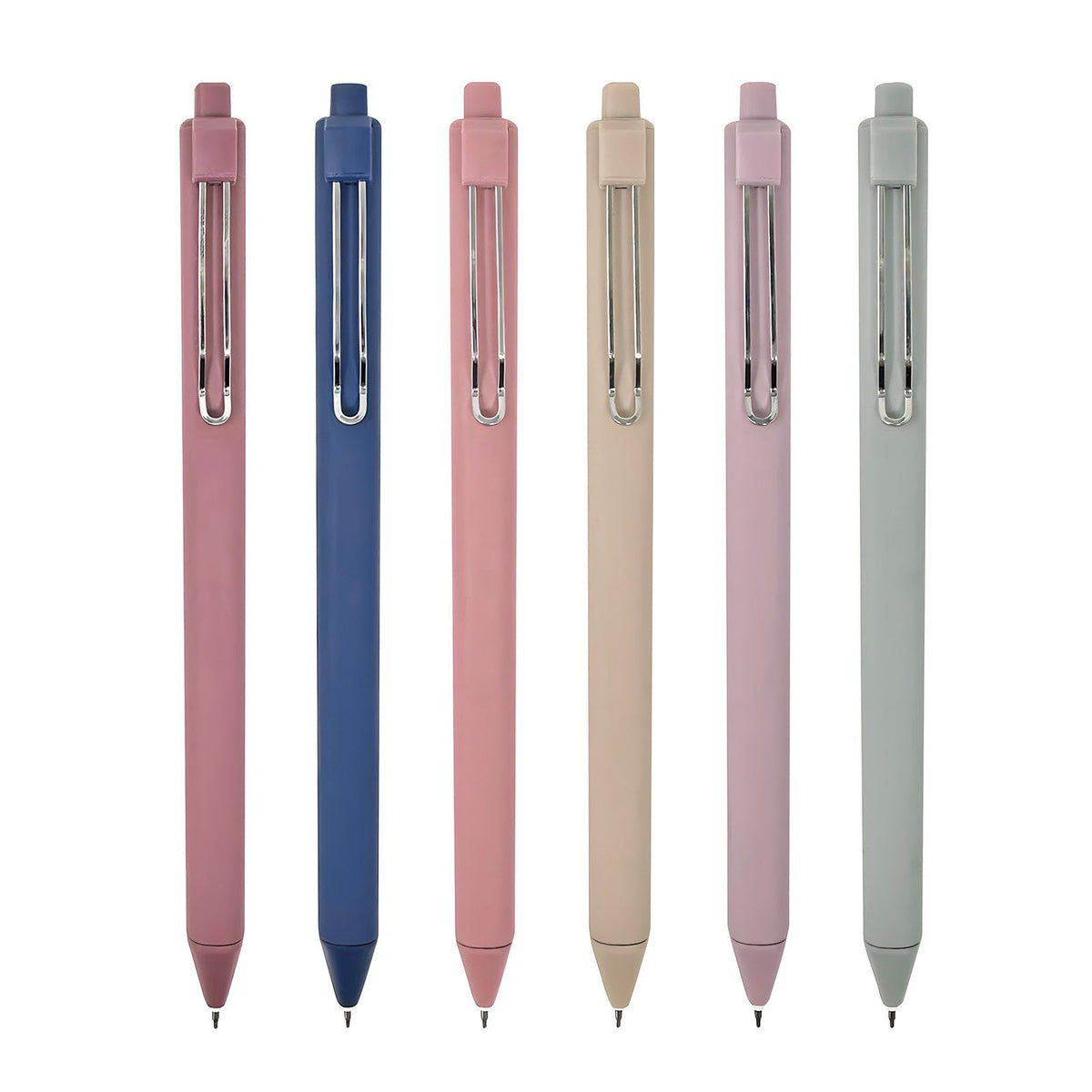 Allydrew Retractable Black Ink Gel Pens, 0.5Mm Fine Point, Stationery Supplies For Home Office School (Set Of 6), Stormy