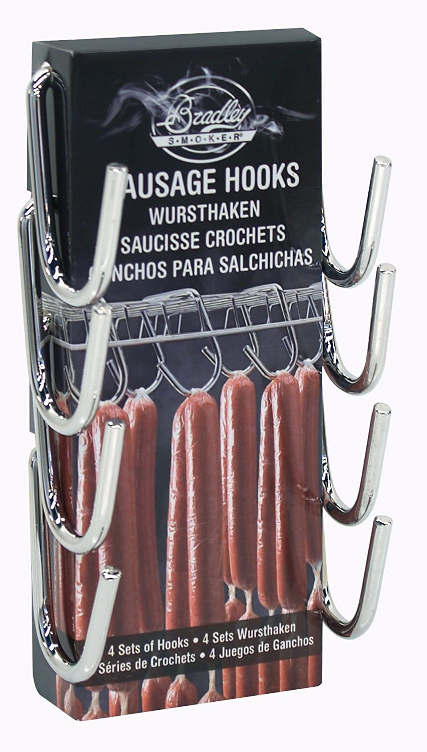Bradley Smoker Chrome-Plated Steel Sausage And Meat Hook, 4 Pack