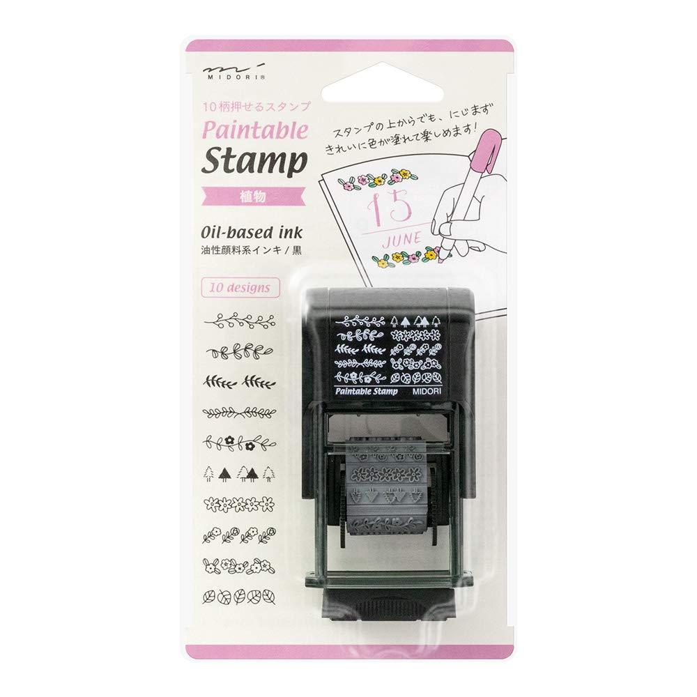 Midori 35383006 Stamp, Rotating Stamp, Plant Pattern