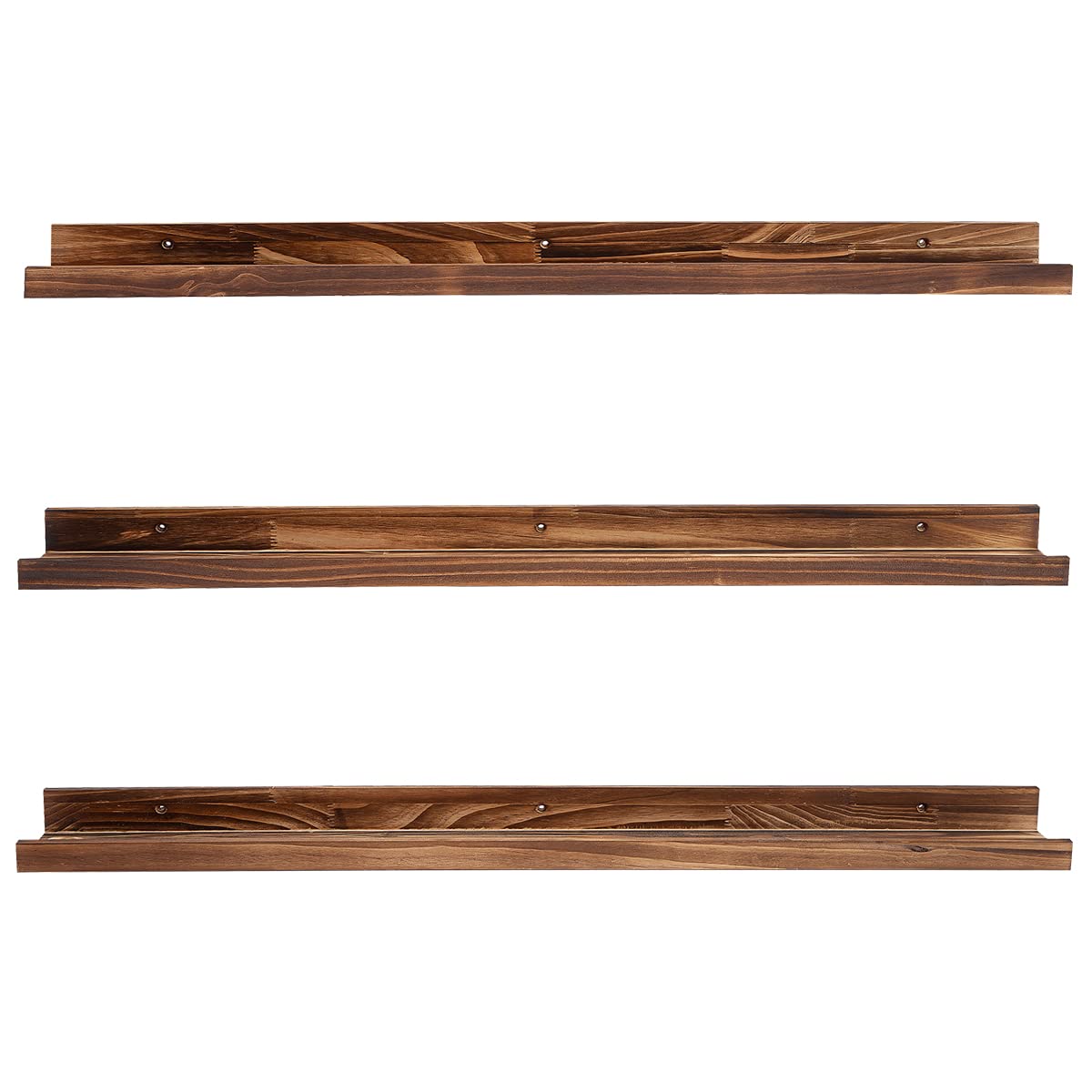 MBYD 48 Inch Picture Ledge Shelf Set of 3, Wall Mount Carbonized Black Floating Wall Shelves for Bedroom, Living Room, Office, K