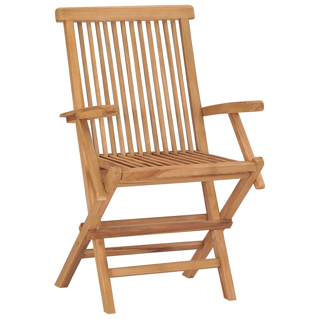 vidaXL 8 pcs Folding Patio Chairs - Durable and Weather Resistant Solid Teak Hardwood - No Assembly Required - Easy Storage