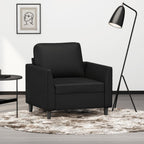 vidaXL Black Faux Leather Sofa Chair - Sturdy Metal Frame - Comfortable Padded Seat and Armrest - Modern Design