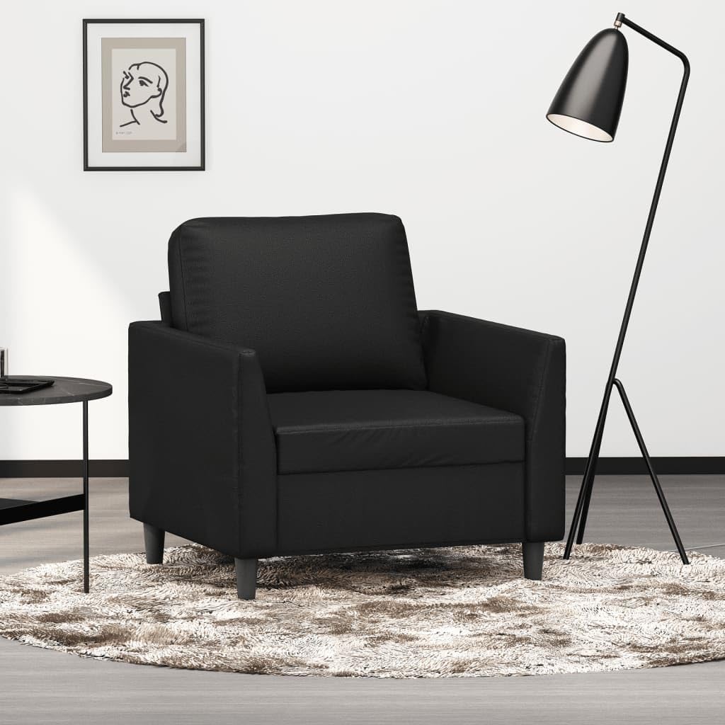 vidaXL Black Faux Leather Sofa Chair - Sturdy Metal Frame - Comfortable Padded Seat and Armrest - Modern Design