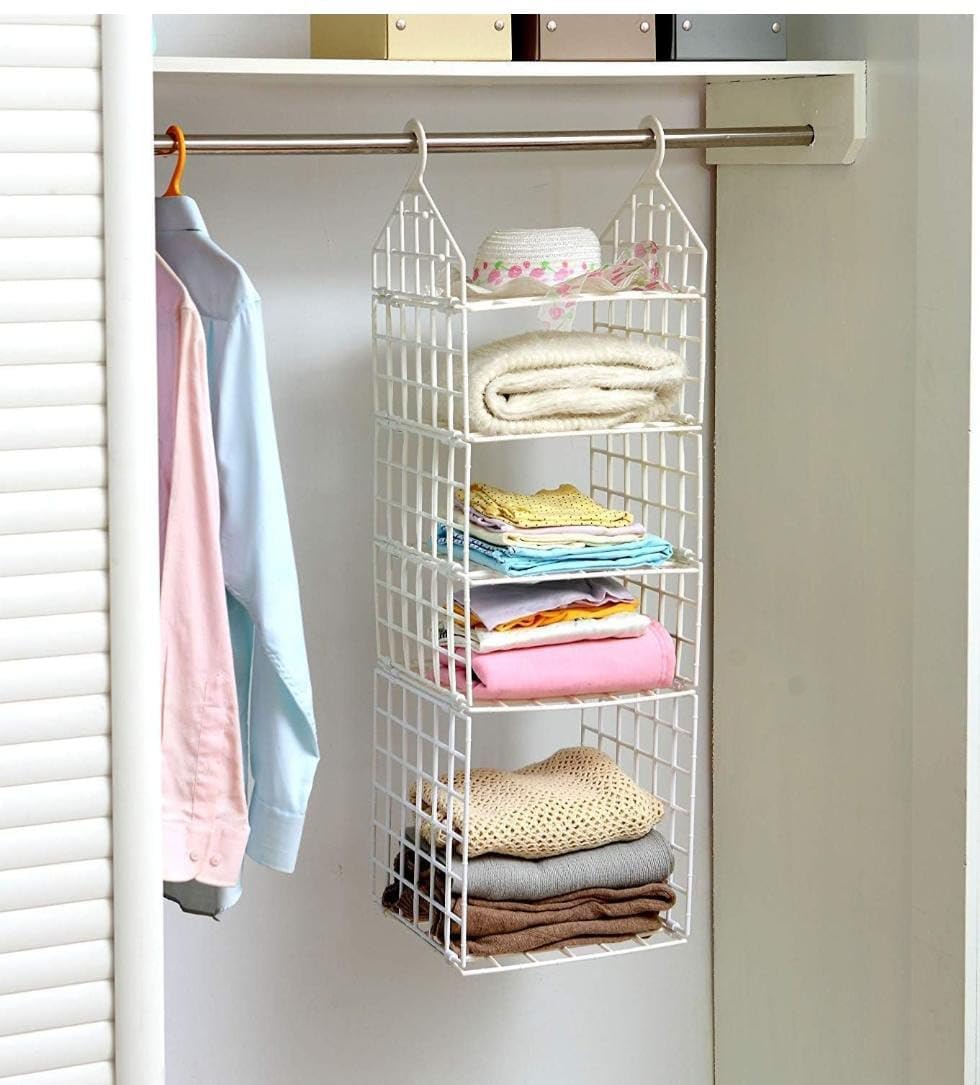 5 Layer Hanging Folding Cloth Rack  5 Layer Folding Clothes Storage Racks Dormitory Closet For Students Wardrobe Shelves Hangin