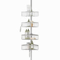 Zenna Home Tension Pole Shower Caddy, 4 Basket Shelves, Adjustable, 60 to 108 Inch, Satin Nickel
