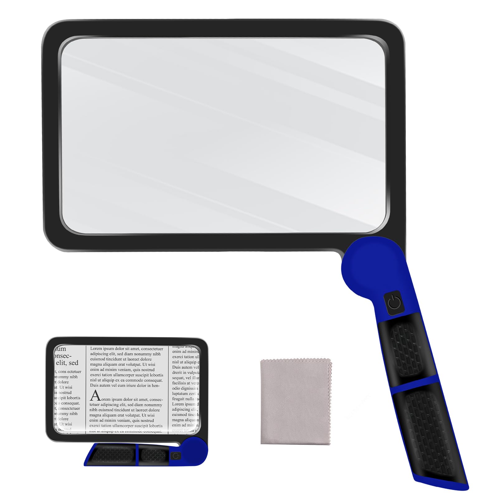 5X Magnifying Glass with Light, Lightweight Full Page Magnifier for Reading, Large Lighted Magnifier with 48 LED Light, Anti-Gla