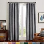 Lazzzy Blackout Velvet Curtains Grey Thermal Insulated Curtains For Bedroom Living Room Darkening Soft Luxury Noise Reducing Sou
