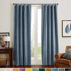 Lazzzy Velvet Blackout Curtains Blue Thermal Insulated Curtains Soundproof Noise Reducing Drapes For Bedroom Living Room Darkeni