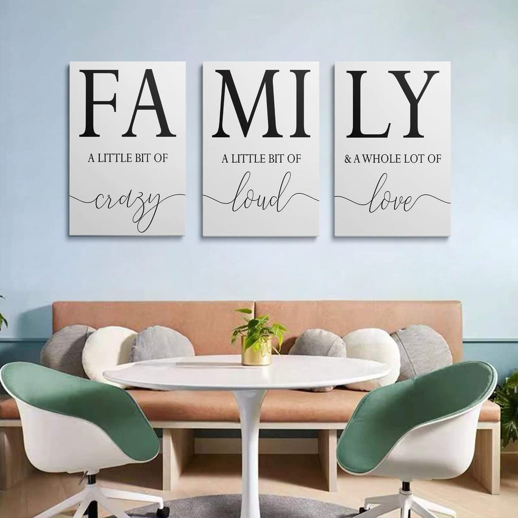 Gubiyu Home Family Wall Decor, Set Of 3 Inspirational Canvas Prints Black And White Framed Canvas Art Paintings Wood Wall Decora