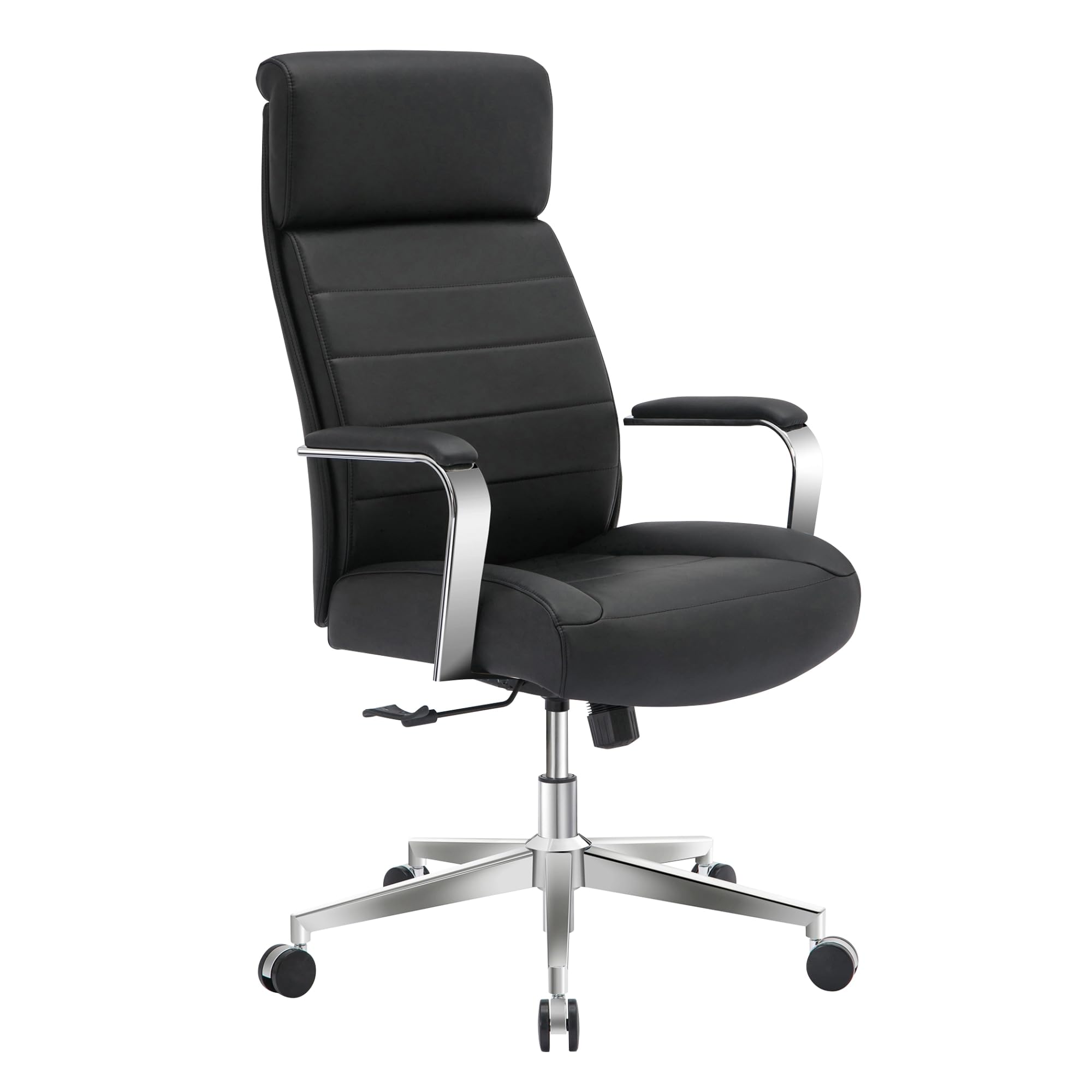 Realspace Modern Comfort Modee Vegan Leather High-Back Executive Office Chair, Black/Chrome, Bifma Compliant