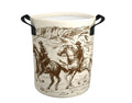 Western Cowboy Laundry Basket Hamper for Western Room Decor 17.7x13.7 Inch