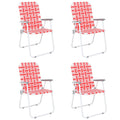 VINGLI Patio Lawn Webbed Folding Chairs Set of 4, Outdoor Beach Chair Portable Dining Chair for ir for Outdoor Yard, Garden(Red,