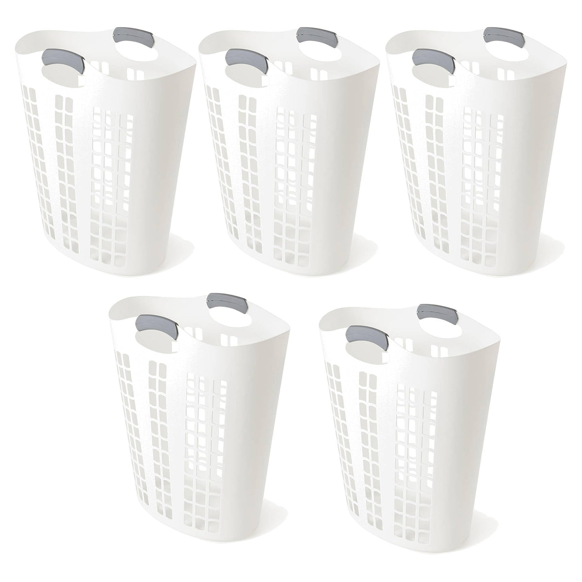 Gracious Living Easy Carry Flex Hamper, Large 87.5 Liter Lightweight Plastic Ventilated Laundry Basket Clothes Bin with Handles,