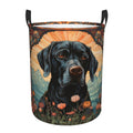 IYOVI Labrador Retriever illustration Laundry Hamper Round, Large Canvas Fabric Lightweight Storage Basket Toy Organizer Labrado