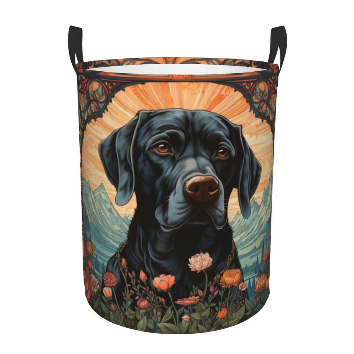IYOVI Labrador Retriever illustration Laundry Hamper Round, Large Canvas Fabric Lightweight Storage Basket Toy Organizer Labrado