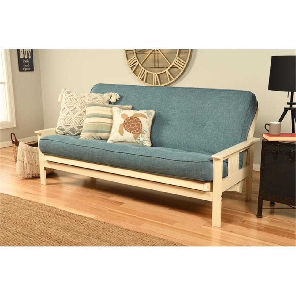 Kodiak Furniture Cotton/Foam Full-Size Futon Mattress w/Linen Blue Cover-Frame Not Included