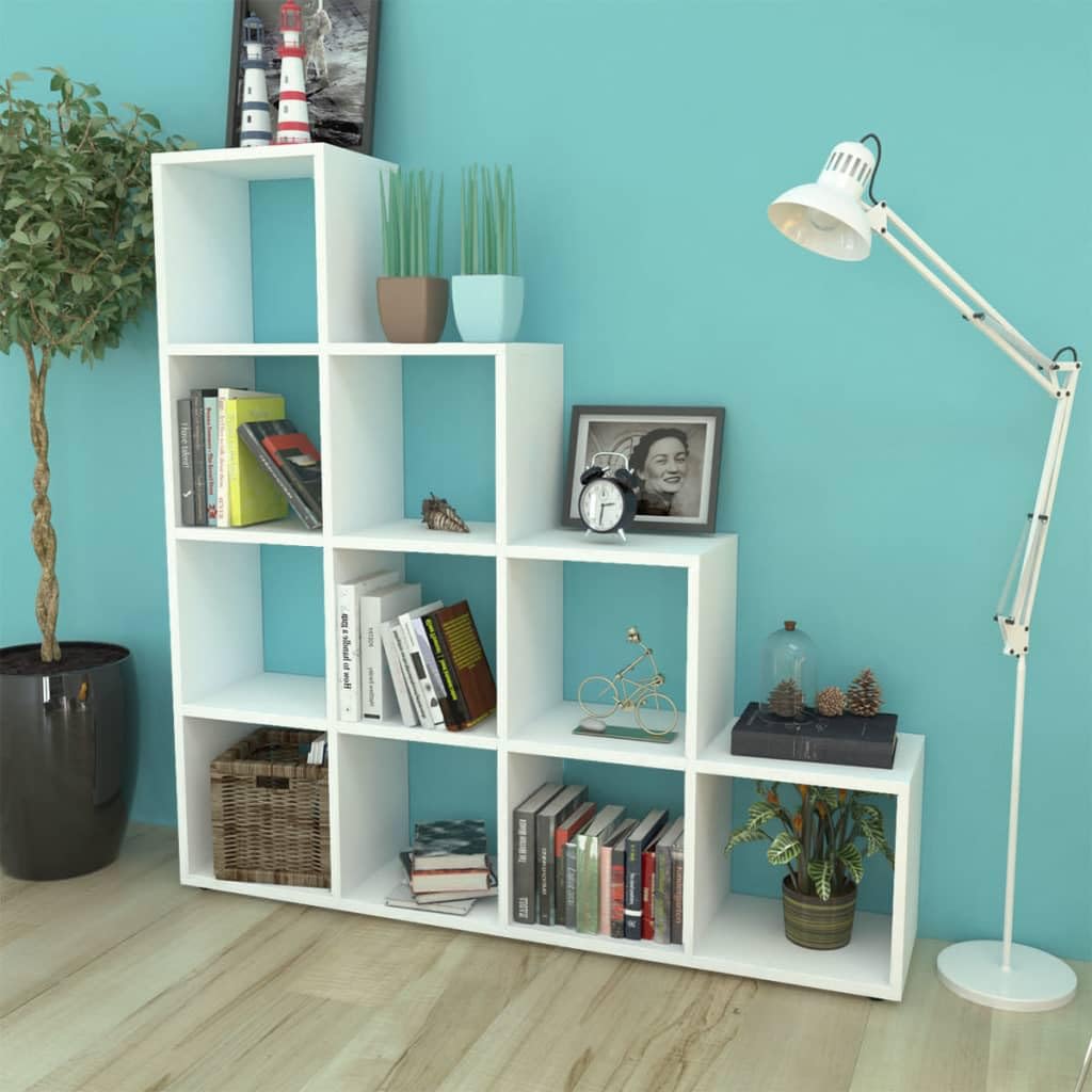 vidaXL Bookcase/Shelf, Storage Unit with Compartment, Book Shelf, Living Room, Indoor Living Room, 142 cm, White