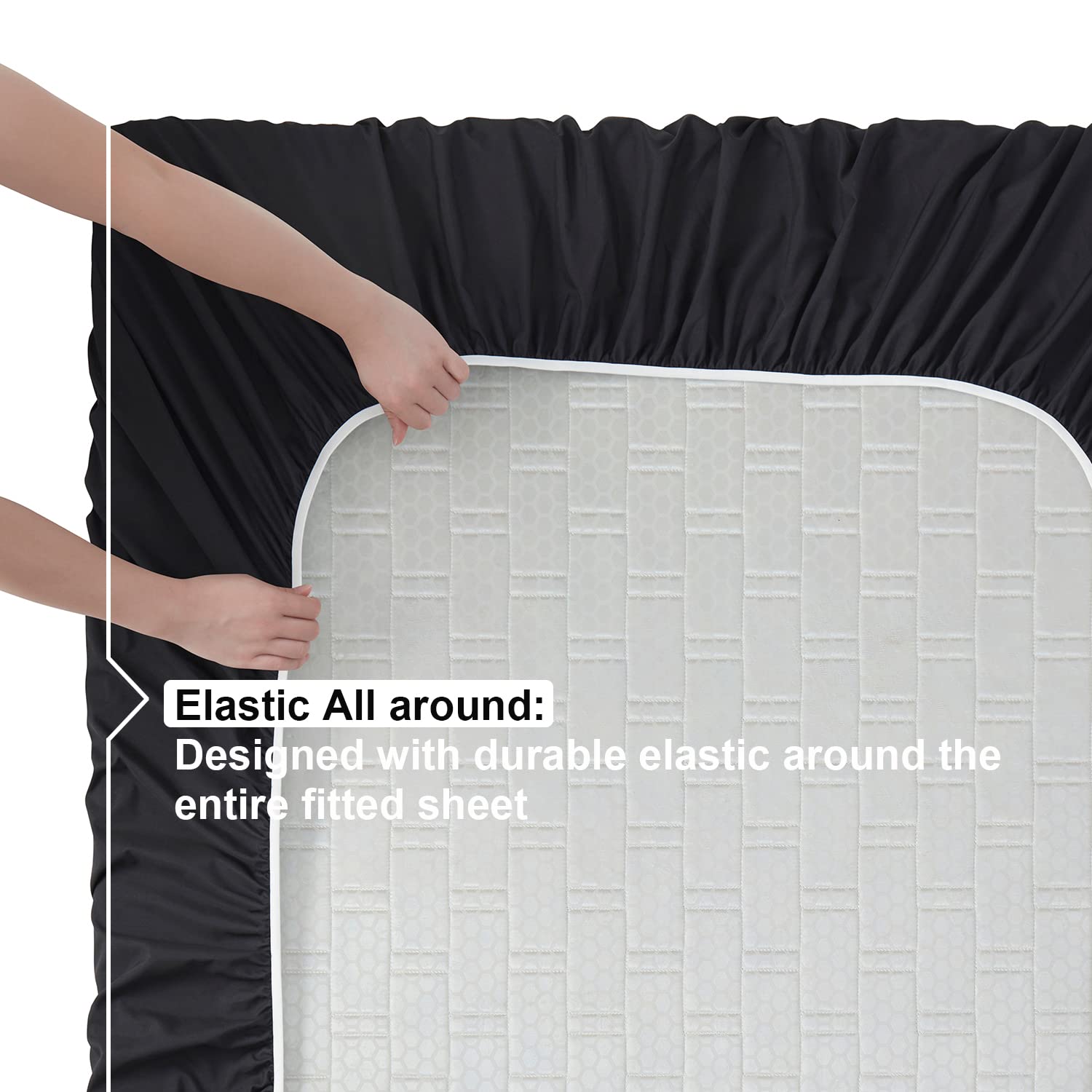 Nestl Split King Sheets Sets For Adjustable Bed - 5 Piece Split King Sheet Set, Double Brushed Split King Sheets, Hotel Luxury Black Sheets, Extra Soft Bedding Sheets & Pillowcases