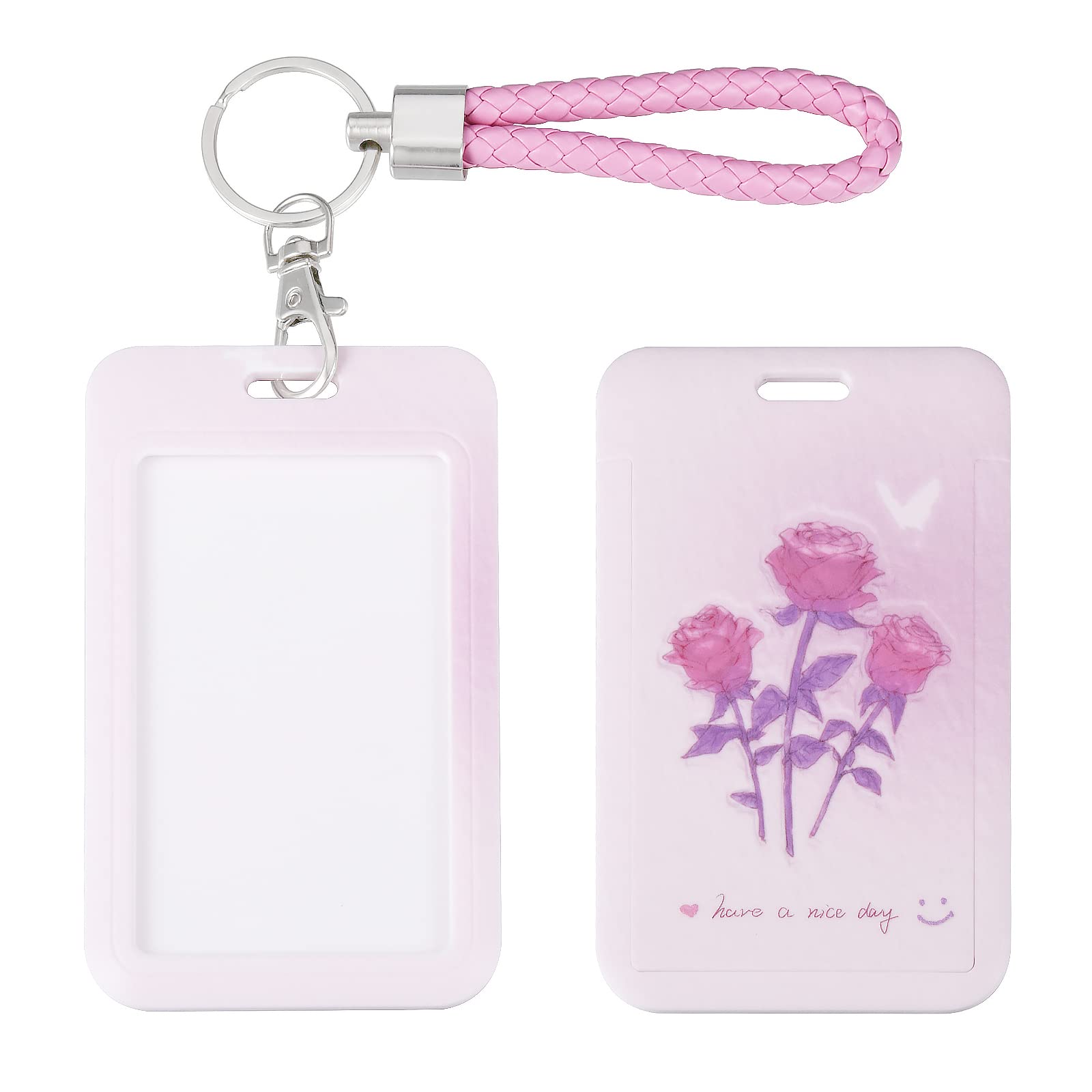 Shiningeyes Id Card Badge Holder Key Chain With Metal Keyring, Plastic Slide Open With Id Window For Women Men Girls Students,Th