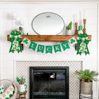 2Pcs Saint Patrick'S Wreath Bows St. Patrick Bows Horseshoe Clover Hat Burlap Bow For Wreaths, St Patrick'S Day Ribbon Bows Tree