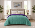 EssaBella Comfort Nest Solid Reversible Micro Polyester Comforter, 300 GSM, Ultra Soft, Double Bed, 228 x 200 cm  Sea Green & I