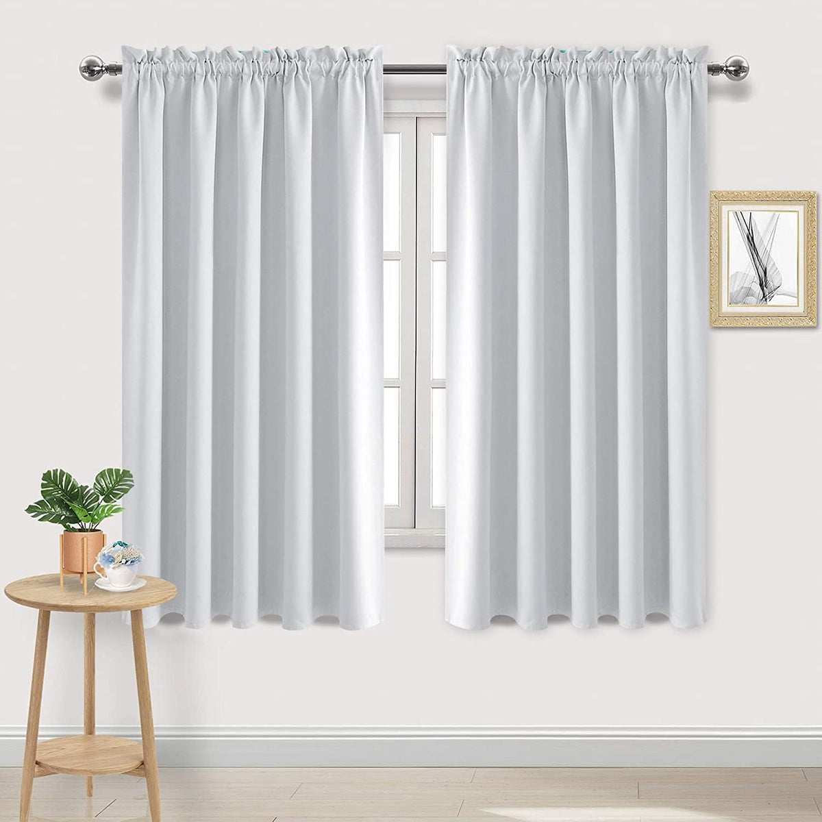 Dwcn White Curtains For Living Room Thermal Insulated, Energy Saving & Noise Reducing Bedroom Curtains, White, W 70X L 63 Inch,