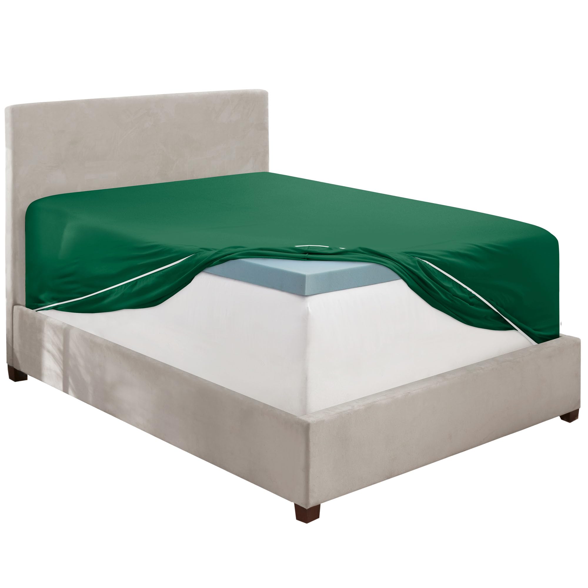 Hearth & Harbor Extra Deep Pocket King Fitted Sheet, Dark Green Fitted Sheet King Size, 1800 Microfiber King Fitted Sheet Only, Soft King Bed Fitted Sheet Fits Up To 24 '' Mattress