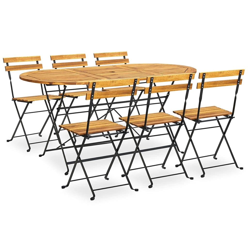 Vidaxl Solid Acacia Wood Folding Patio Dining Set 7 Piece Garden Balcony Backyard Terrace Dinner Dinette Outdoor Table Chair Furniture Set Home