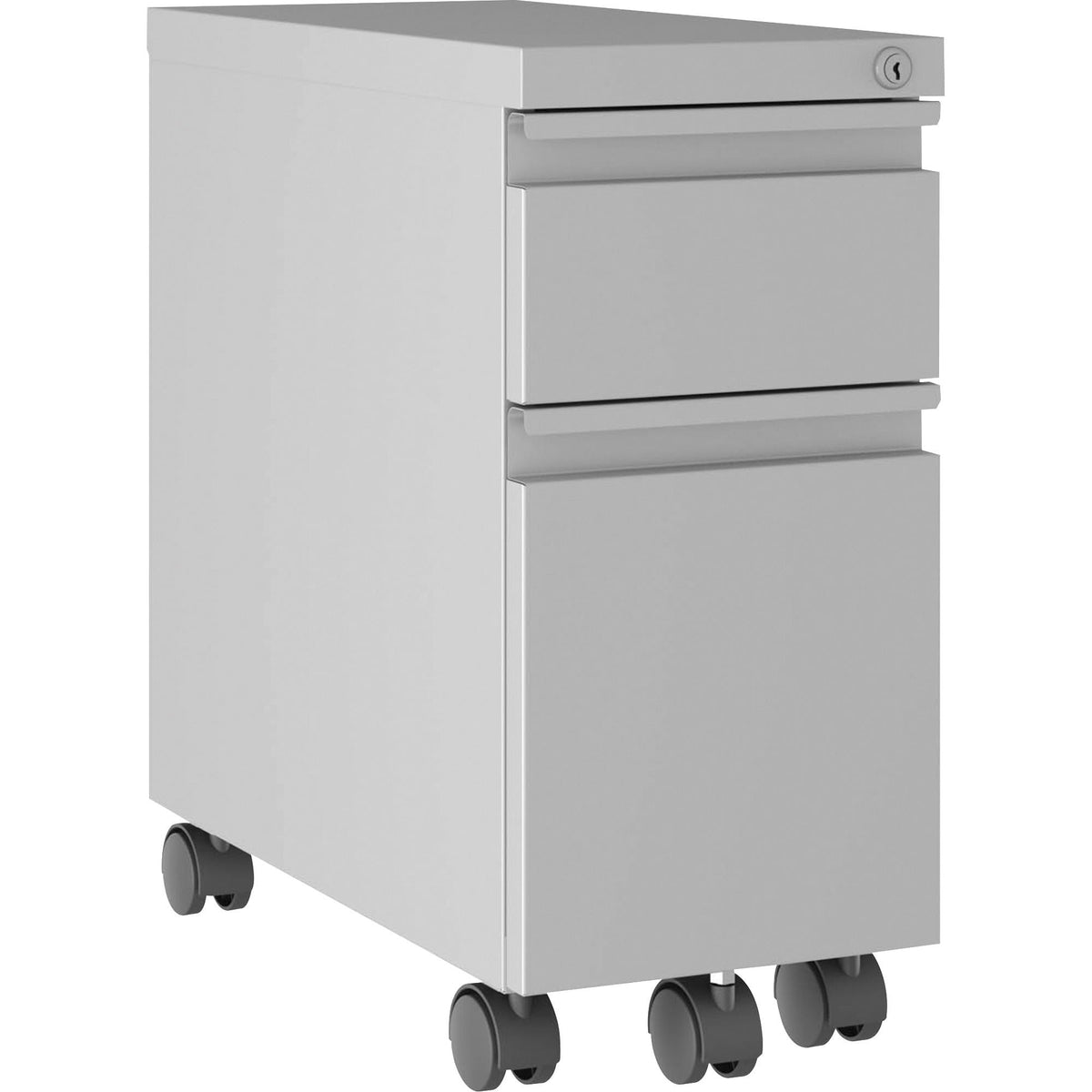 Lorell Slim Mobile Pedestal File Cabinet, 21.8&quot; X 10&quot; X 19.9&quot;, Silver