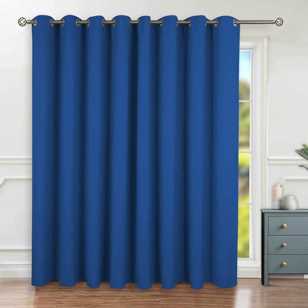 Bgment Fashion Sliding Door Curtain 180 X 96 Inches, Wide Thermal Blackout Curtains Room Darkening Room Divider Window Curtain, 1 Panel, Royal Blue, 96 Length X Wide 180