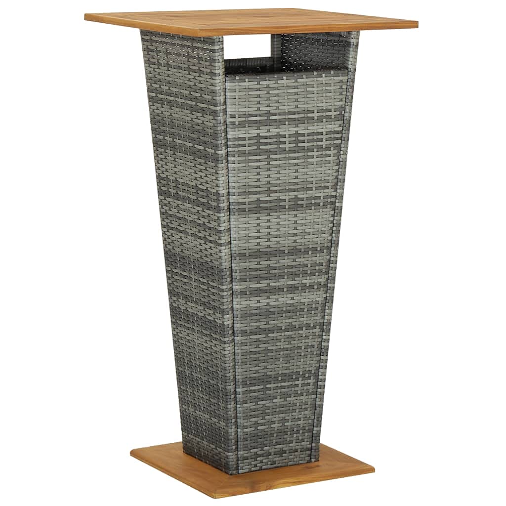 vidaXL 5-Piece Patio Bar Set in Gray - Weather-Resistant PE Rattan and Powder-Coated Steel Frame with Acacia Wood Tabletop - Easy to Assemble