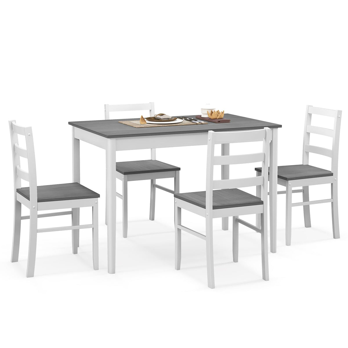 Giantex Dining Table Set With Kitchen Table, Dining Chairs, Compact Space-Saving Dinette Set For Small Space, Breakfast Nook, Di