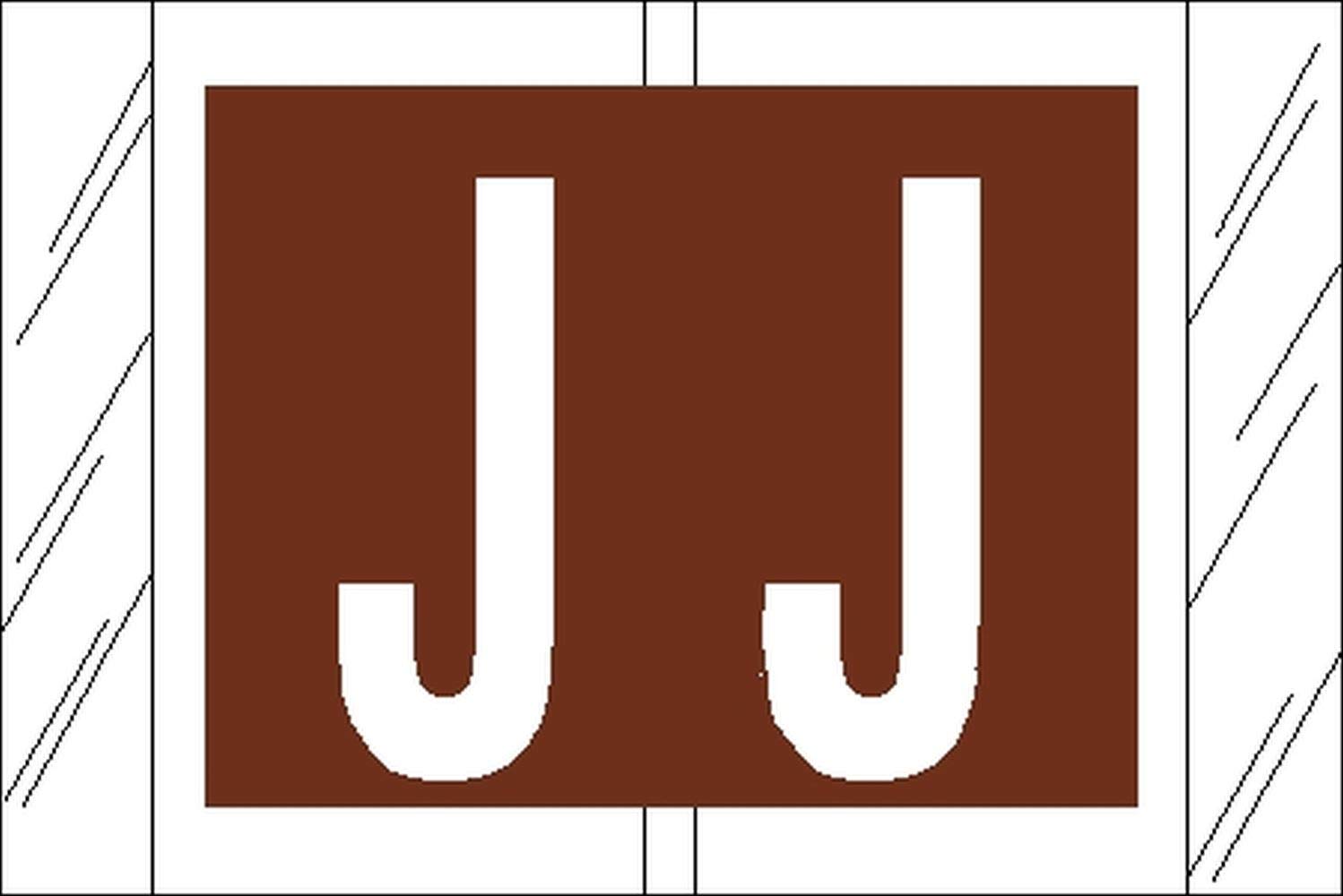 Tabbies Original Col'R'Tab 12000 Series Alpha Labels, Brown, J', 1'H X 1-1/2'W, Heavy Duty & Fade-Resistant, Made In The Usa,