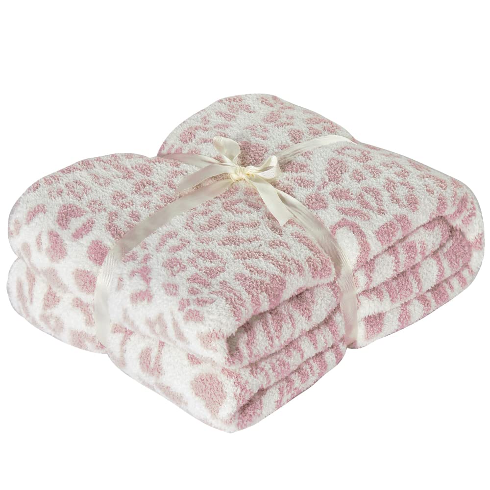 Microfiber Fluffy Leopard Throw Blanket Super Soft Cozy Lightweight Blanket For Sofa Couch Bed 51 'X71 ' Stone /(Pink)