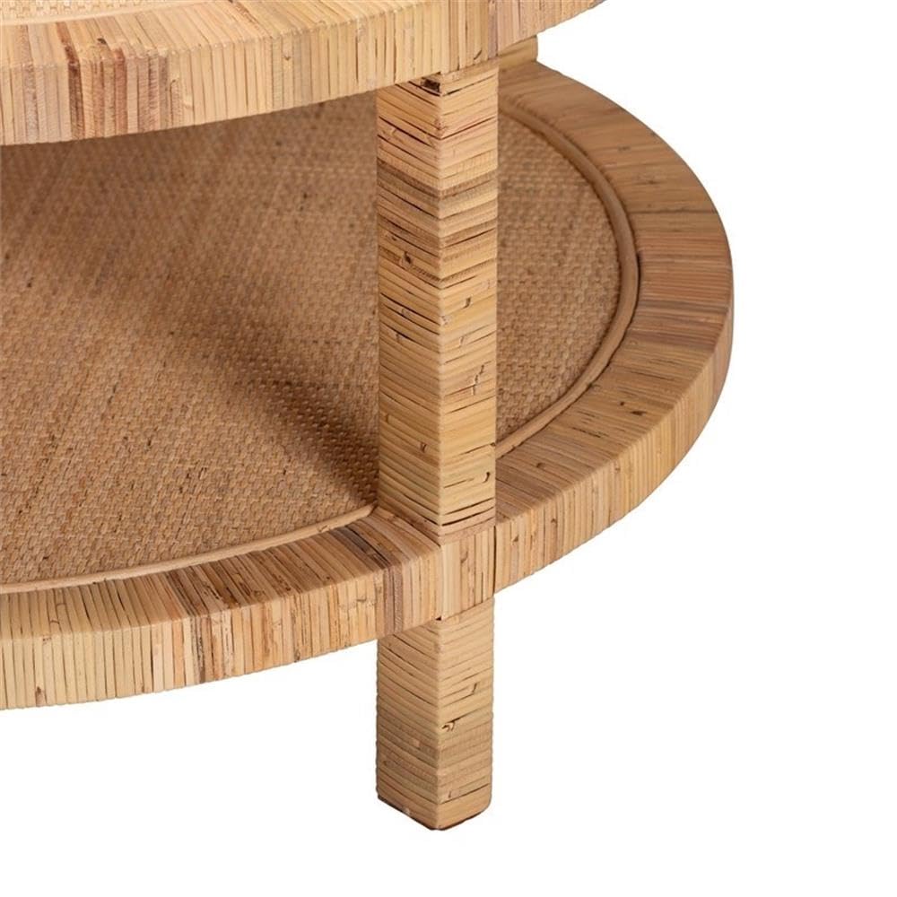 bali & pari Coffee Table - Light Honey Rattan & Mahogany Wood, Brown, Model 245-21003-13734-CYMX