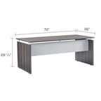 Mayline MNDS72LGS Medina Straight Edge Desk, 72 in, Gray Steel Laminate