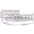vidaXL Metal Bed Frame with Headboard/Footboard, Black, Steel, Double Bed - 81.5"x61.4"x35.4"