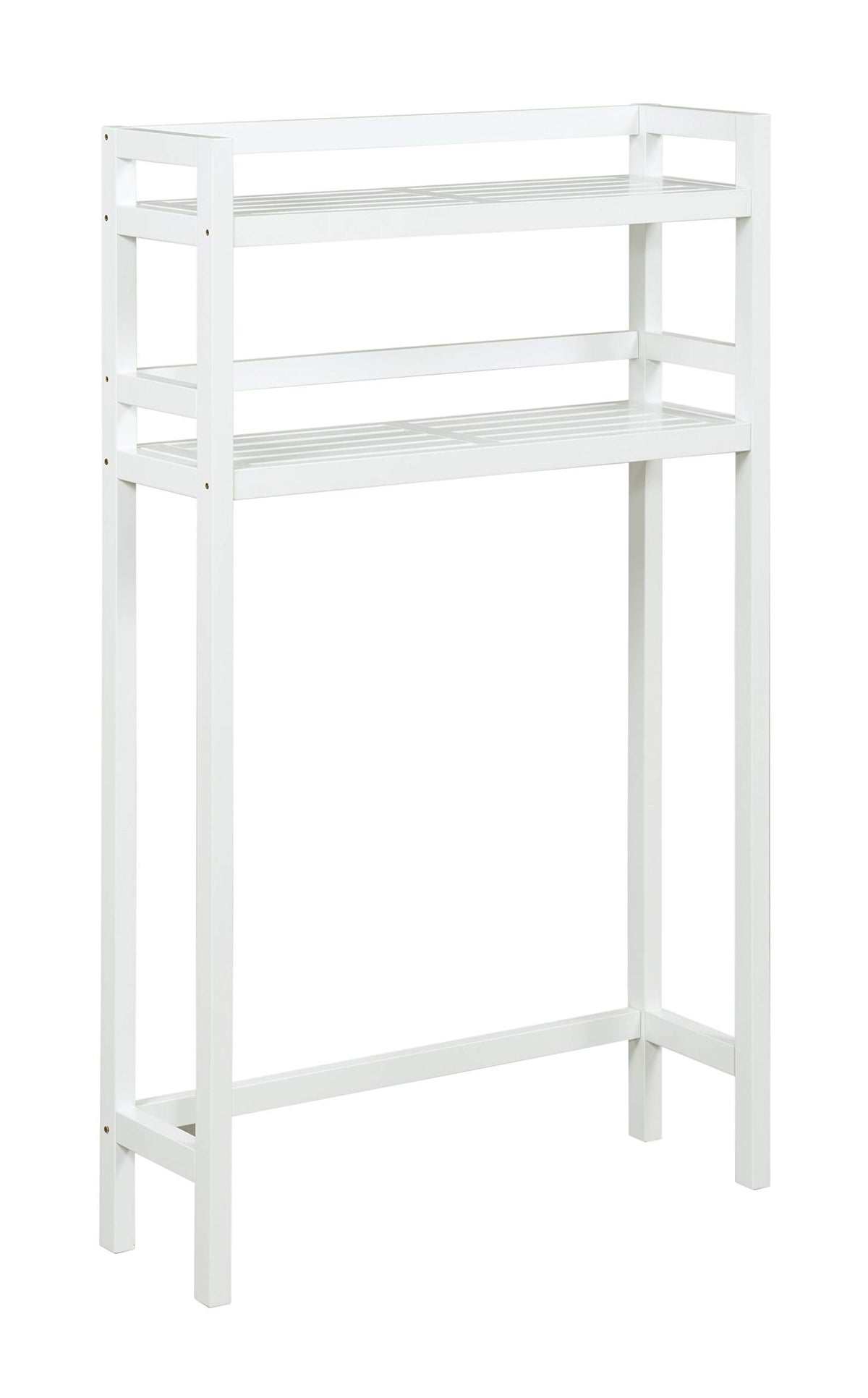 HomeRoots 48&quot; White Finish 2 Tier Solid Wood Over Toilet Organizer