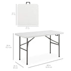 Best Choice Products 4Ft Plastic Folding Table, Indoor Outdoor Heavy Duty Portable W/Handle, Lock For Picnic, Party, Camping - White