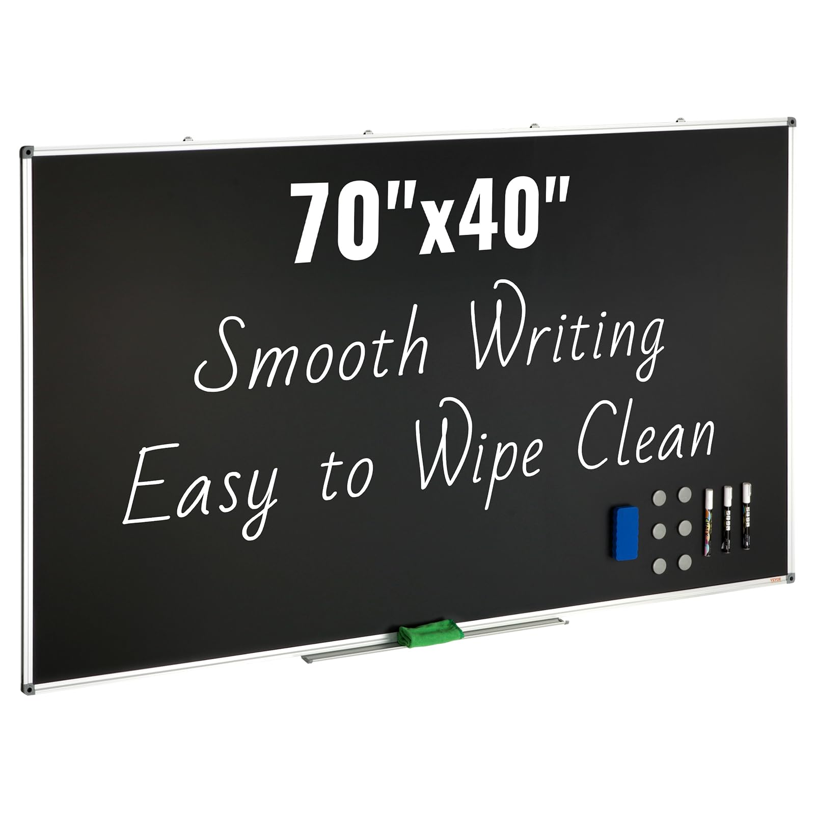 Vevor Black Board, 70 X 40 Inch Large Chalkboard With Aluminum Frame, Black Boards Dry Erase Includes 1 Magnetic Erase & 3 Dry E
